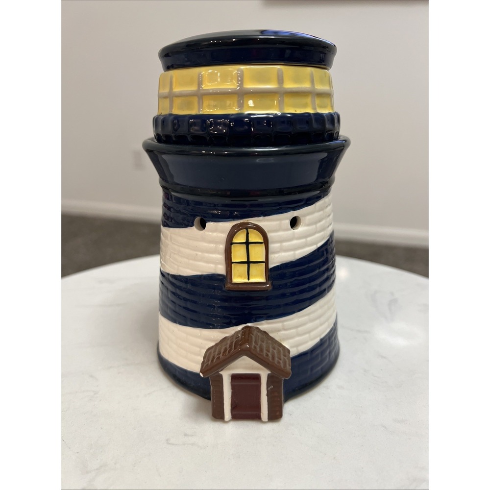 Scentsy Lighthouse Wax Warmer Full Size Nautical Blue‎ White Retired